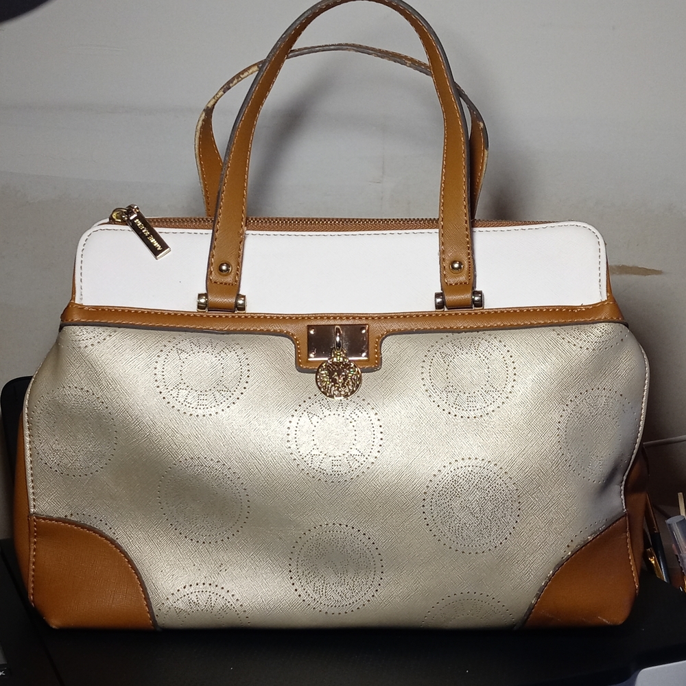 Anne Klein Tan/Black with White Satchel 👜